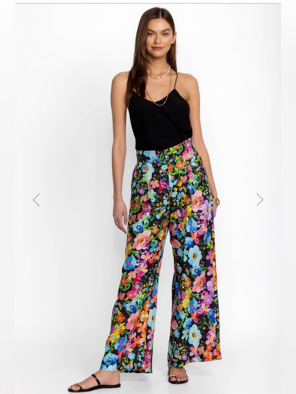 Johnny Was Wild Bloom Wide Leg Pleat Linen Pant Size XL